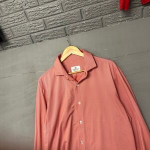 Mizzen+Main Mens X Large Trim Fit Red White Gingham Check Dress Shirt